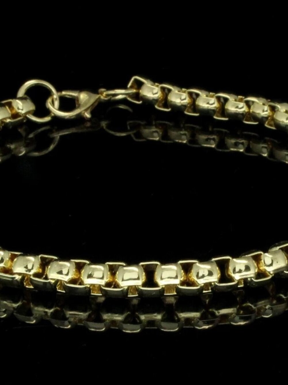 14K Plated Round Box Bracelet – 5mm